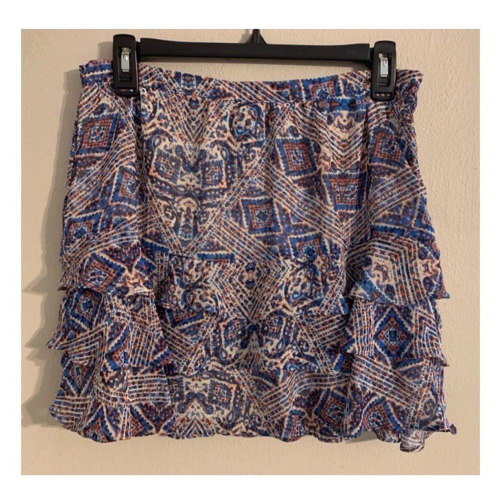 Forever 21 blue orange tiered miniskirt SZ L